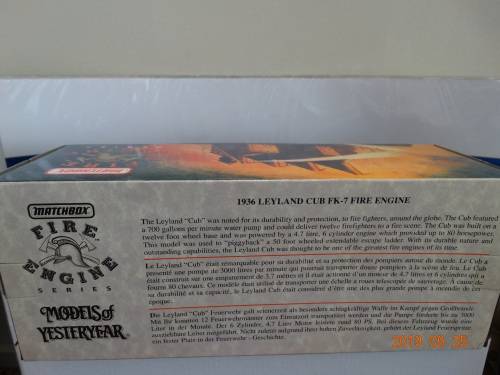 Matchbox Models of Yesteryear YFE08 1936 Leyland Cub Fire Engine FK-7 -WOW -