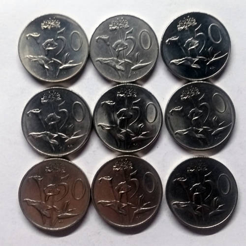 55 S.A.50c COINS (INCLUDING 1965 PROOF 50C AFR) ONE BID !! SEE COMMENTS !!