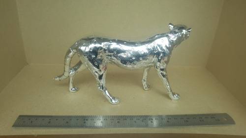 Statement Piece !  Cheetah Walking Ornament In Silver Finish