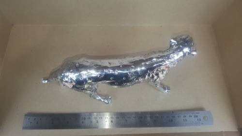 Statement Piece !  Cheetah Walking Ornament In Silver Finish