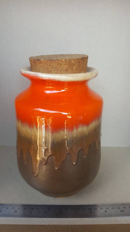 Vintage - Glazed Stoneware - Set of 4 Cascading - Jars with Cork lids (Reserved for Pamela Greyling)