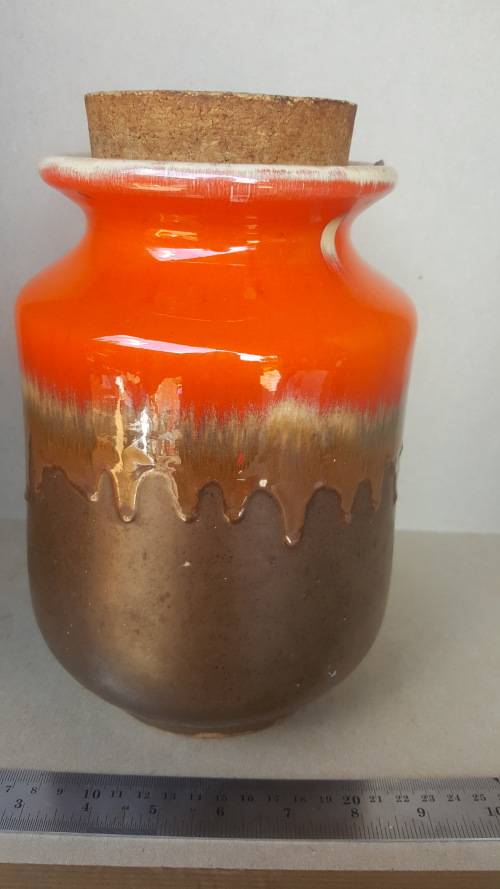 Vintage - Glazed Stoneware - Set of 4 Cascading - Jars with Cork lids (Reserved for Pamela Greyling)