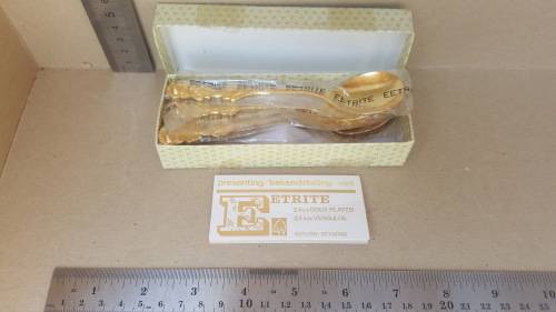 EETRITE - 24K Gold Plated - Desert Fork and Spoon Set in Original Box and packaging - Rose Design