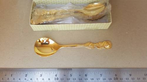 EETRITE - 24K Gold Plated - Desert Fork and Spoon Set in Original Box and packaging - Rose Design