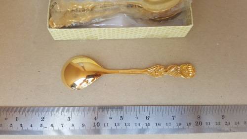 EETRITE - 24K Gold Plated - Desert Fork and Spoon Set in Original Box and packaging - Rose Design