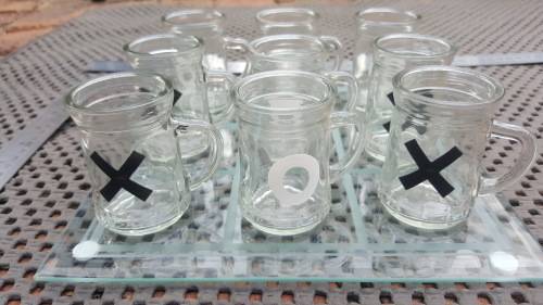 Drinking Game! X And O / Tic-Tac -Toe Glass Set (Boxed)