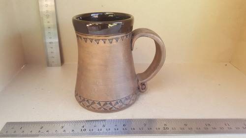 Belgian Stein Beer Mug - Embossed Ceramics - Ceramica World Handmade - Signed Pottery