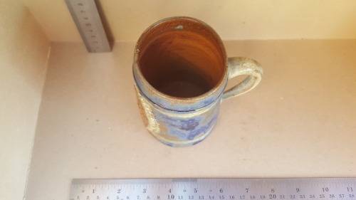 HVW Stein Beer Mug - Embossed Ceramics - Signed Pottery