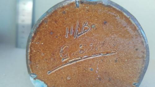 HVW Stein Beer Mug - Embossed Ceramics - Signed Pottery
