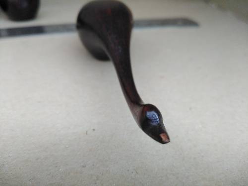 Vintage! - 5 Piece - Majestic  Ebony Wooden Swan Family - Hand Carved On Wooden Base