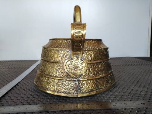 Rare! Old Vintage Brass Holy Water Pot - Indian Collectible Ganga Jal Pot