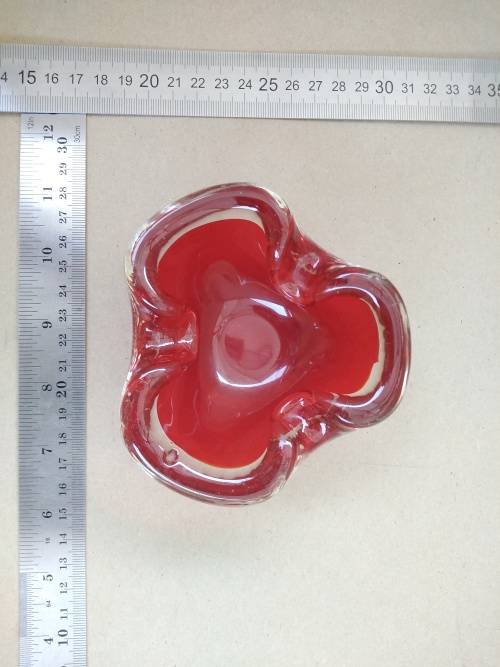 Vintage!  - Murano - Heavy Red Glass Ashtray