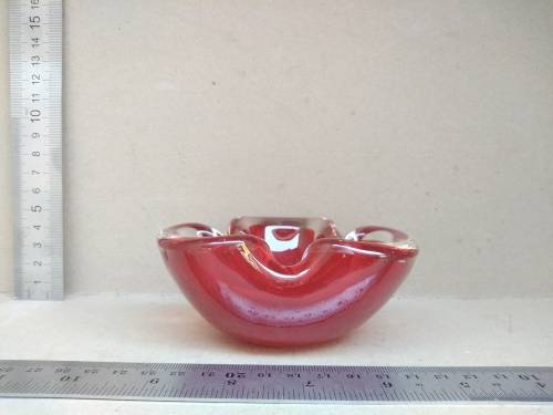 Vintage!  - Murano - Heavy Red Glass Ashtray