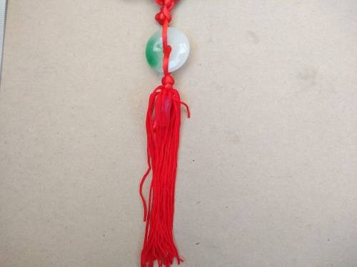Feng Shui - Chinese Lucky Knot - White Jade Charm Wall Car Hanging