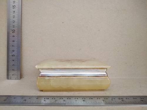 Vintage! Hand Made in Italy - Genuine Alabaster Marble - Rectangular Floral Trinket Box