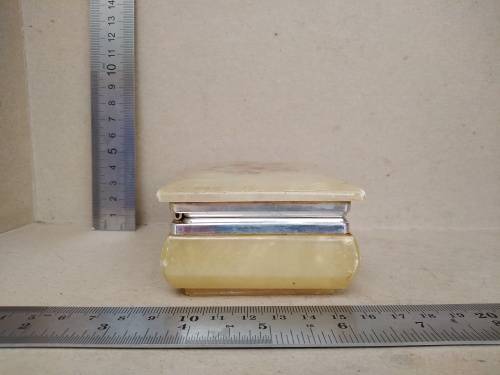 Vintage! Hand Made in Italy - Genuine Alabaster Marble - Rectangular Floral Trinket Box