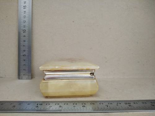 Vintage! Hand Made in Italy - Genuine Alabaster Marble - Rectangular Floral Trinket Box