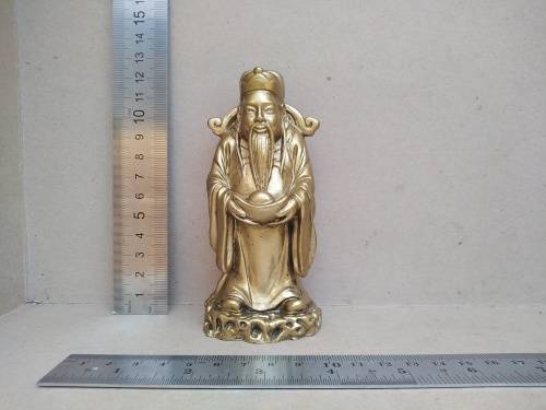 Chinese Feng Shui Three Wise Men, Fu Lu Shou Figurines Gold Resin Statues for Prosperity and Luck