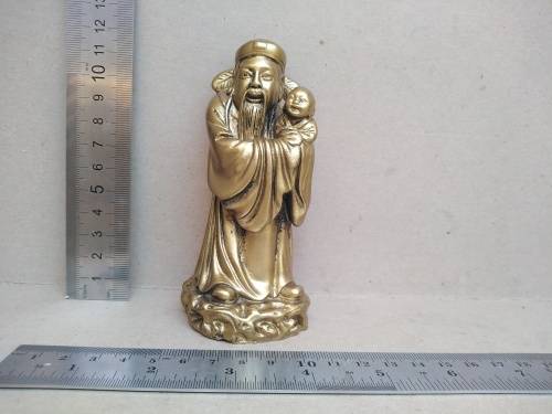 Chinese Feng Shui Three Wise Men, Fu Lu Shou Figurines Gold Resin Statues for Prosperity and Luck