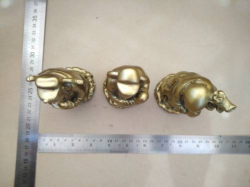 Chinese Feng Shui Three Wise Men, Fu Lu Shou Figurines Gold Resin Statues for Prosperity and Luck