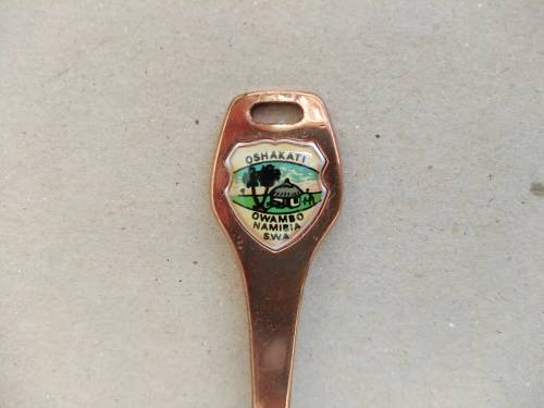 Vintage! Oshakati, Owambo, Namibia - Souvenir Spoon Shaped - Gold Plated - Thermometer