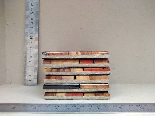 Vintage! Weatherwoods SA - Live Edge / Wooden Slice Mosaic - Set Of 6 Square Coasters /Trivets