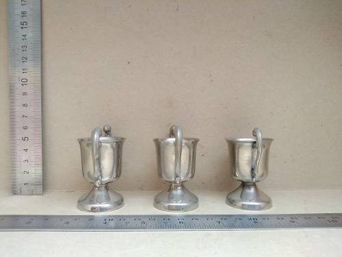 Vintage! - Set Of 3 - Silver Alloy? - Miniature Trophy Cups