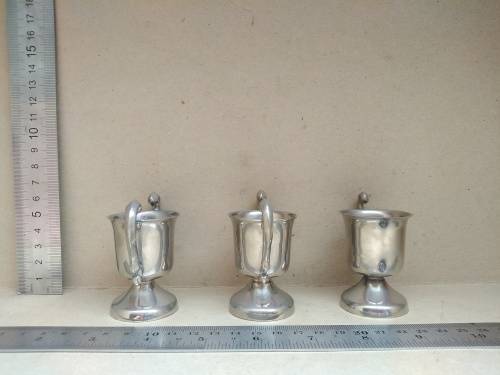 Vintage! - Set Of 3 - Silver Alloy? - Miniature Trophy Cups