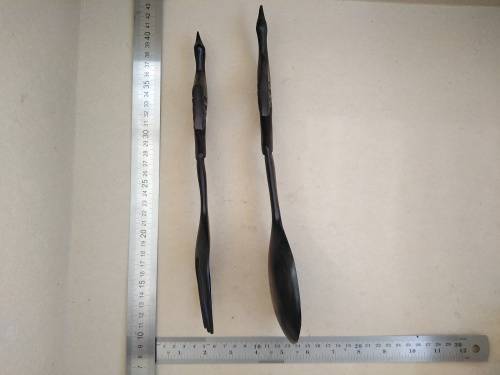 Vintage! - Ebony - Set Of Wooden Salad Servers - Bird Handles