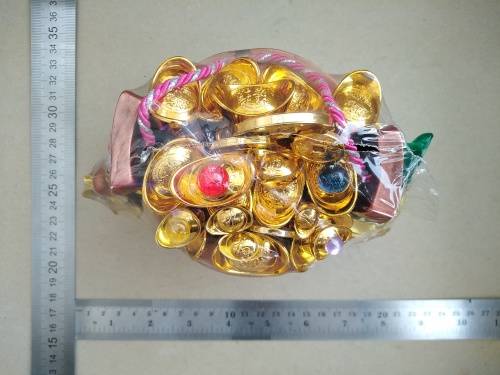 Feng Shui - Wealth Pot - Bucket With Ingots And Gold Coins