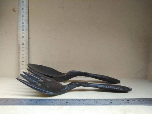Africana! - Ebony - Set Of Wooden Salad Servers - Fish Handles