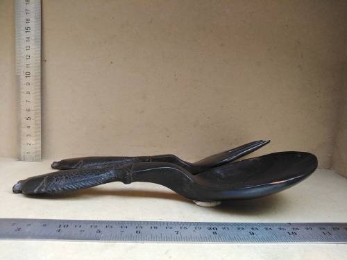Africana! - Ebony - Set Of Wooden Salad Servers - Fish Handles