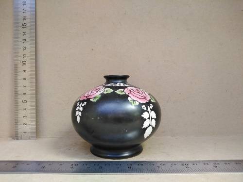 Antique! Shelley England - Rose - Art Deco Style - 1912 - 1920 - Matte Black - Small Roself Vase