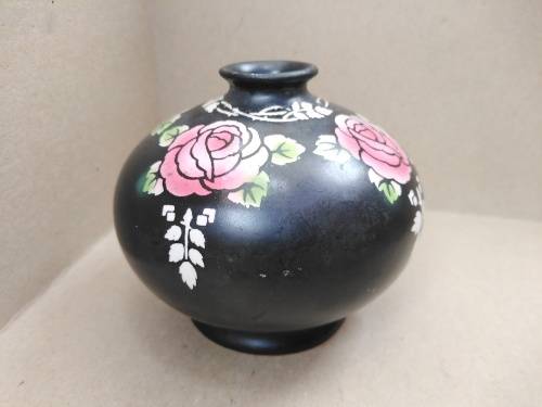 Antique! Shelley England - Rose - Art Deco Style - 1912 - 1920 - Matte Black - Small Roself Vase