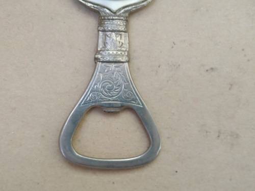 Vintage! Bellville CP -  Intricate Silver - Mother Of Pearl - Bottle Opener