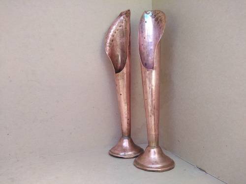 Vintage! Set Of 2 - Copper Bud Vase / Candle Holder - Calla Lily