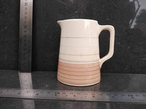 Vintage! England - Grays Pottery - Art Deco - Ivory and Peach Stripe - Cream Jug