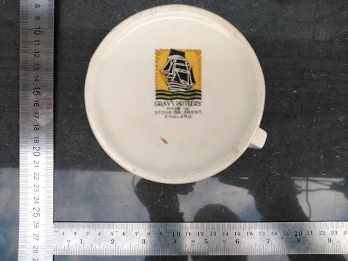 Vintage! England - Grays Pottery - Art Deco - Ivory and Peach Stripe - Cream Jug