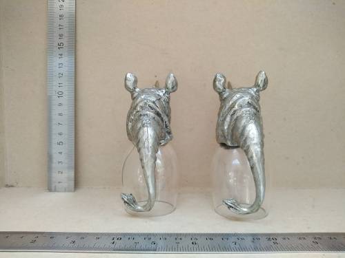 Frankli Wild By Royal Selangor - Wild Rhino Barware - Pair Of Pewter & Glass Cups