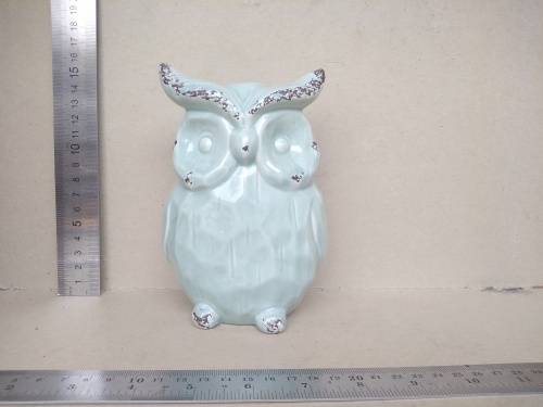 Vintage! Ceramic Teal Owl With A Distressed Finish