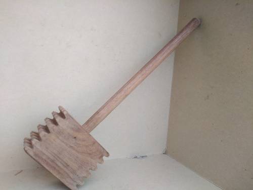 Vintage! Treenware - 34cm Square Wooden - Meat Mallet / Tenderiser