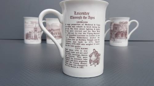 Vintage! Set Of 6 English Bone China Coffee Mugs Of Leicester