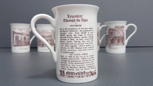 Vintage! Set Of 6 English Bone China Coffee Mugs Of Leicester
