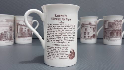 Vintage! Set Of 6 English Bone China Coffee Mugs Of Leicester