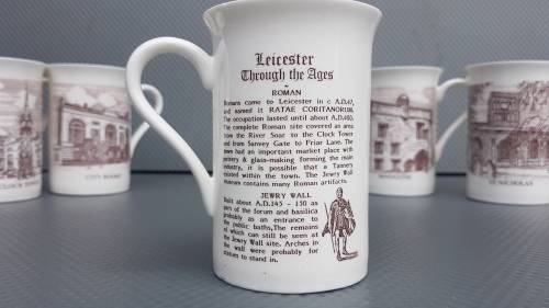 Vintage! Set Of 6 English Bone China Coffee Mugs Of Leicester