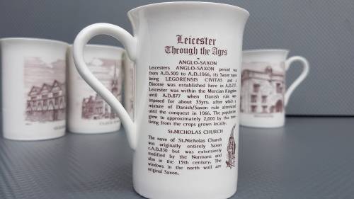 Vintage! Set Of 6 English Bone China Coffee Mugs Of Leicester