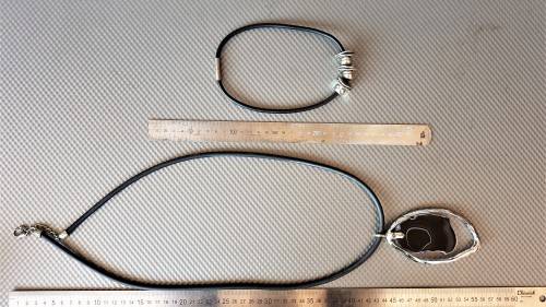 Black Agate Large Pair of Bold and Beautiful Black Cord Necklaces