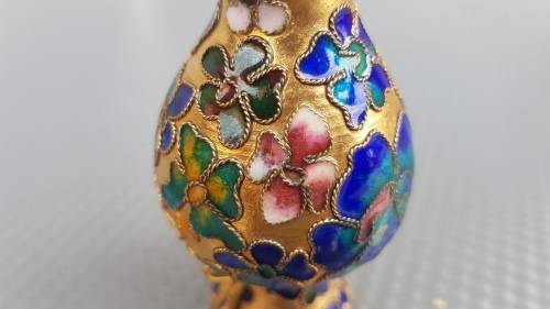 Vintage! Chinese Cloisonné Enamel - Miniature Vase w/handles