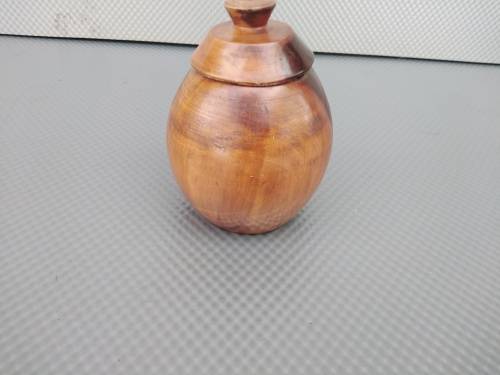 Vintage!  Turned Wood Spice/Snuff Jar With Lid.