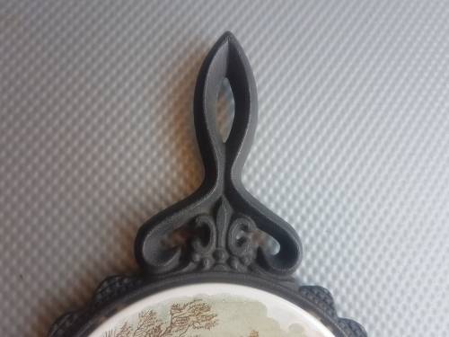 Vintage! Currier & Ives Cast Iron And Ceramic Trivets.